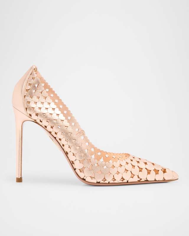 Amourose Metallic Heart Stiletto Pumps